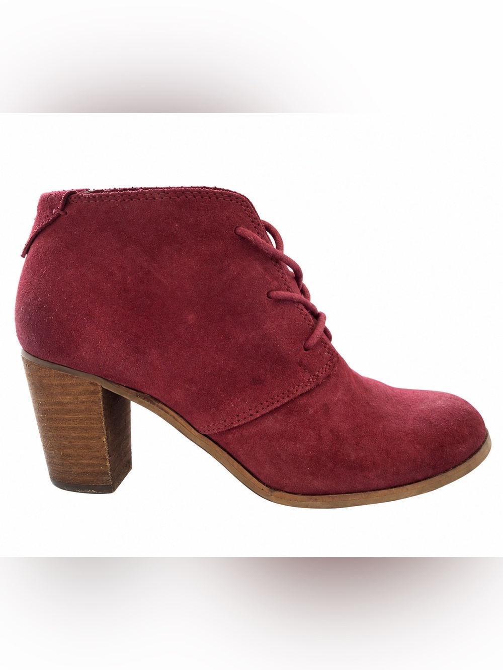 Toms Burgundy Suede Lace-Up Ankle Bootie